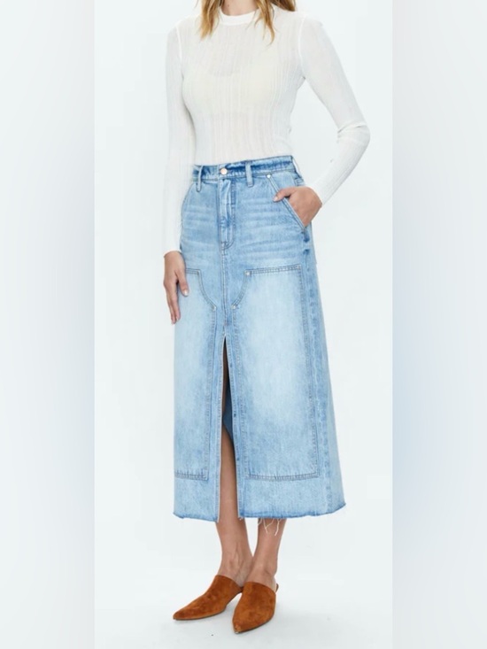 pistola Dresses & Skirts - Pistola Alice Workwear carpenter High Rise Midi Denim skirt NWT Size 26